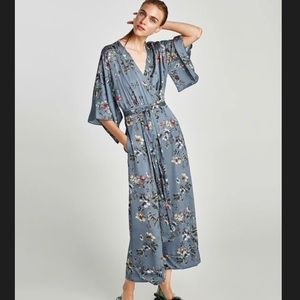 Zara Floral Kimono Jumpsuit